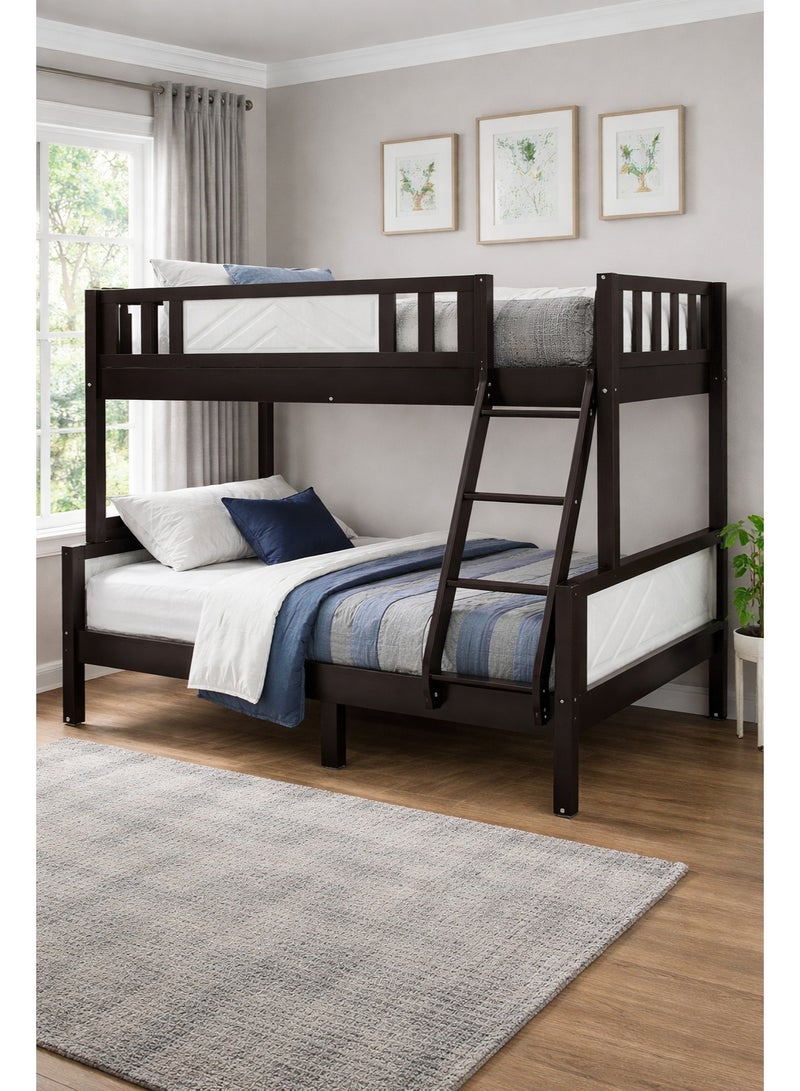 Sunlit Home Ahmia Twin Over Double Bunk Bed 190x90cm (Top) & 190x120cm (Bottom) – Wooden Frame with Ladder & Safety Guardrails - Image 2
